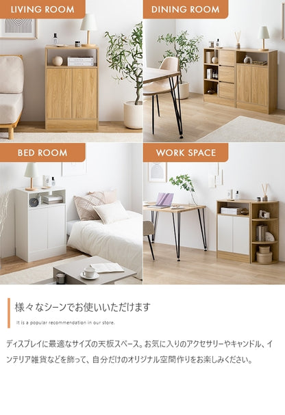 キャビネット 幅55cm シンプルモダン 扉付き収納 ノイズレス