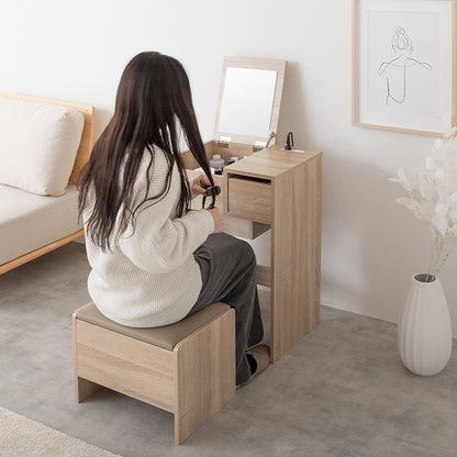 ドレッサー + スツールセット 幅50cm コンパクト 省スペース 収納 コンセント付き デスク