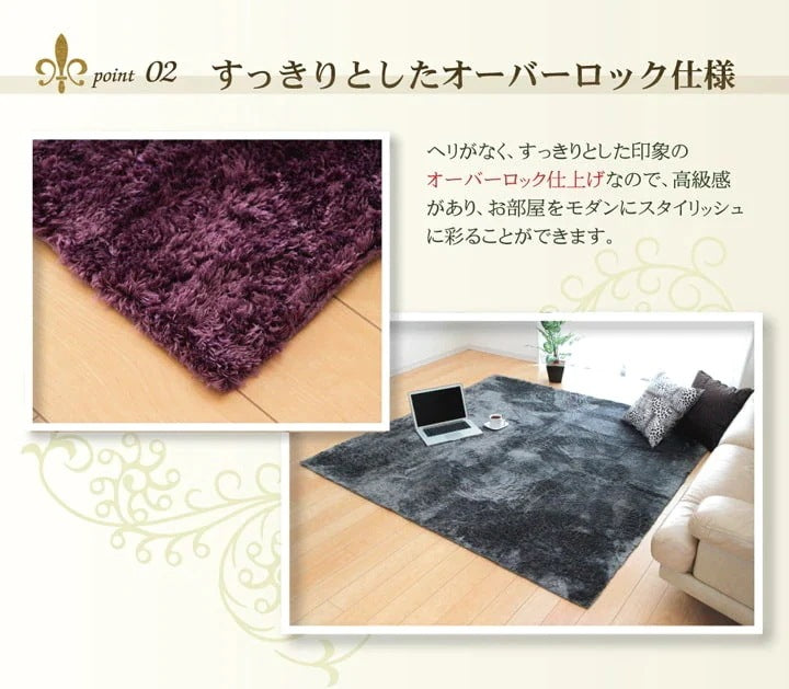 シャギーラグ 185x185cm ソフトパイル 無地 カーペット 滑り止め ホットカーペット対応 オールシーズン
