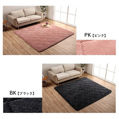 極厚ラグ 絨毯 185x185cm カーペット 厚さ3cm コーデュロイ調生地 ウレタン 遮音 こたつ対応