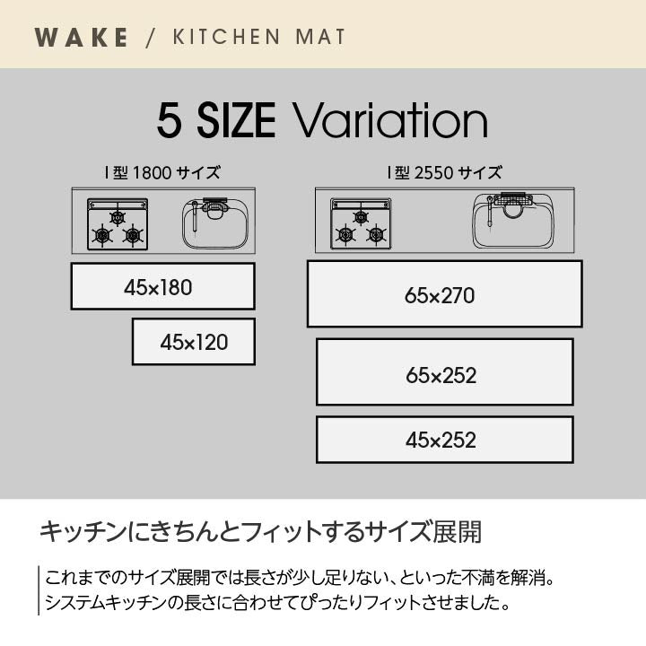 キッチンマット 45x120cm 幾何学柄 シンプル 滑り止め 洗濯可能