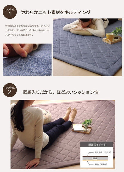 キルトラグ 絨毯 190x190cm キルティング加工 ホットカーペット対応 シンプル 無地