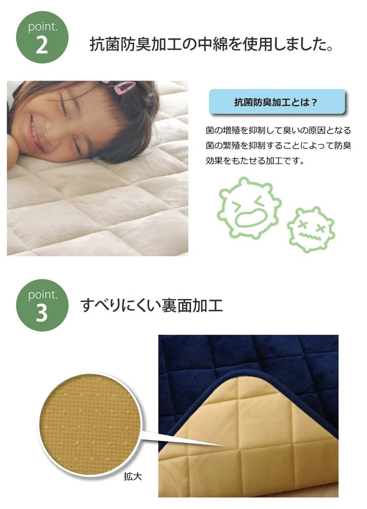 ふっくらボリューム キルトラグ 190x260cm フランネル素材 ウレタン 抗菌防臭