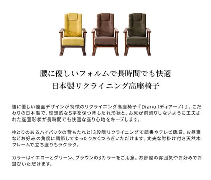 日本製 リクライニング高座椅子 腰をいたわる座椅子 肘掛け ハイバック 高さ調整