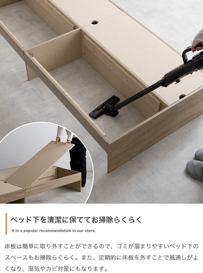 シングルベッド ベッドフレーム単品 ヘッドレスベッド 収納付き Glad