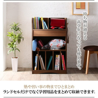 ランドセルラック 幅60cm 高さ97cm 引き出し オープン収納 サイドフック 本棚 シンプル