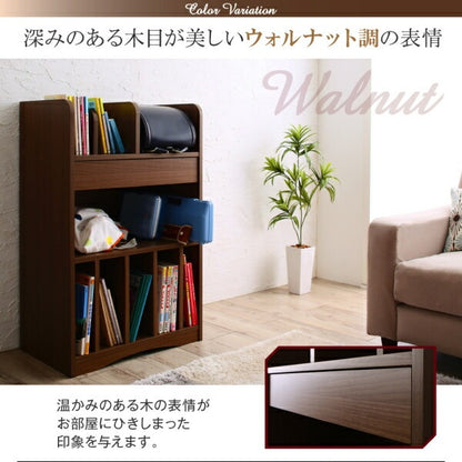ランドセルラック 幅60cm 高さ97cm 引き出し オープン収納 サイドフック 本棚 シンプル