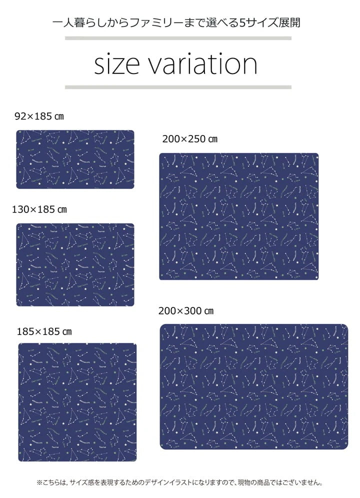 ラグ 星座柄 カーペット 200x300cm オールシーズン 床暖房／ホットカーペット対応