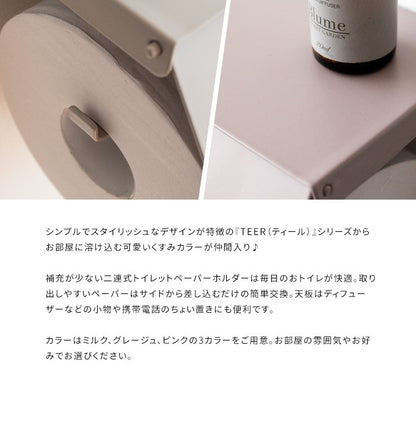 トイレットペーパーホルダー 二連式 かんたん交換 シンプル スチール