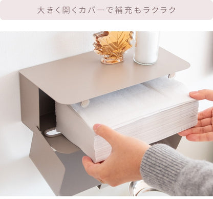 ペーパータオルホルダー 壁掛け スチール 木目柄
