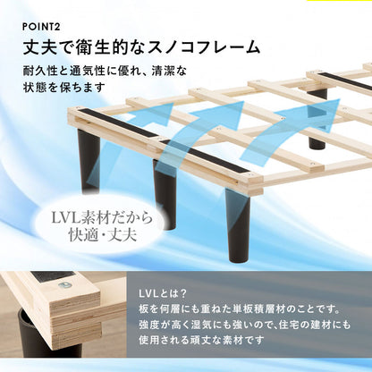セミダブルベッド + マットレスセット すのこ 収納スペース 一体型 ボンネルコイルマットレス