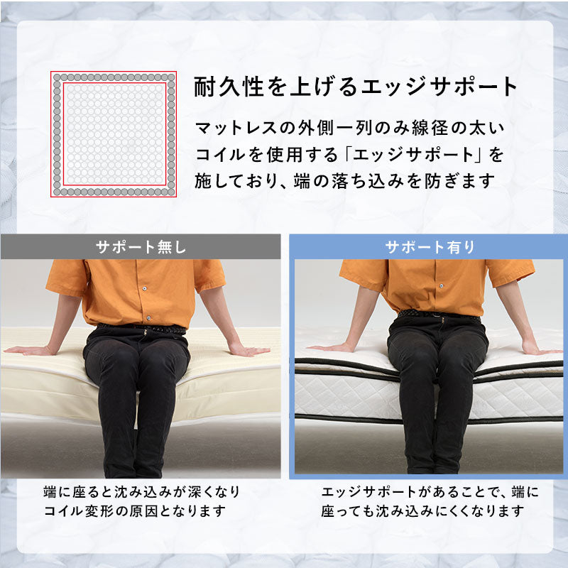 シングルベッド + マットレス + ピロートップセット すのこ 高耐久 ニット生地 ポケットコイルマットレス