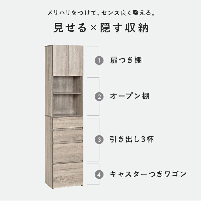 キッチン すきま収納ラック 幅41cm 高さ180cm キャスター移動 ワゴン