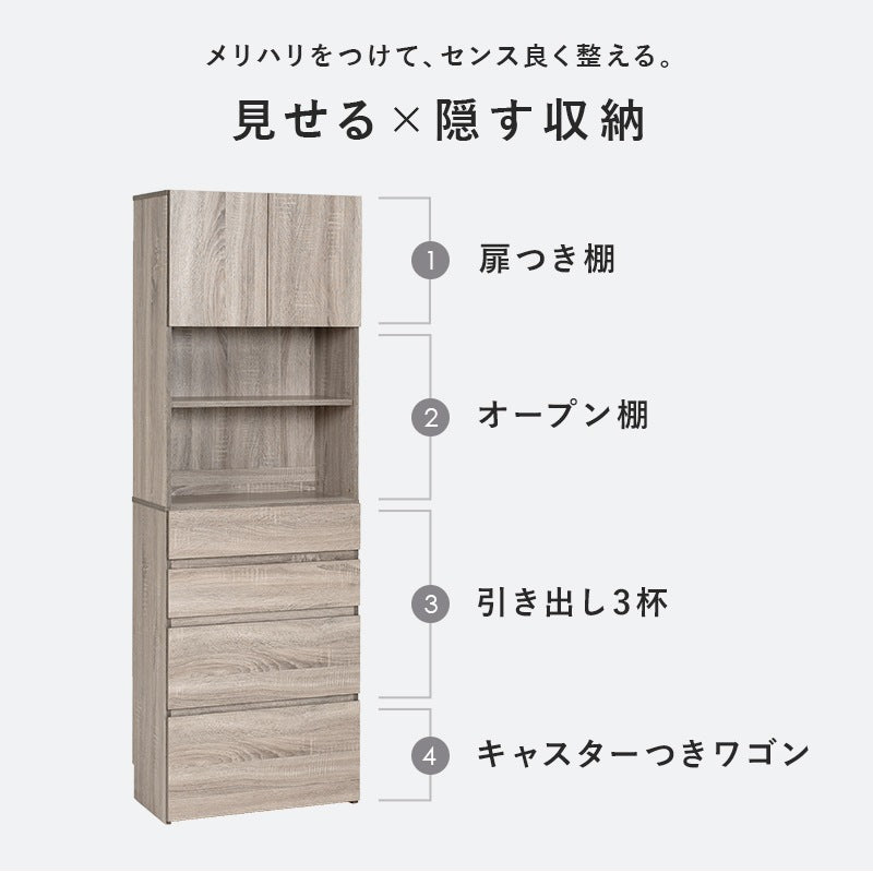 キッチン すきま収納ラック 幅59cm 高さ180cm キャスター移動 ワゴン