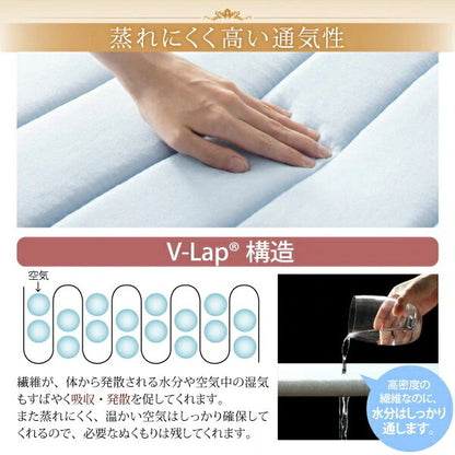トッパー 日本製 セミダブル V-LAPニットベッドパッド 寝心地アップ 腰痛対策 快眠