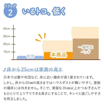 連結 大型ファミリーベッド 幅200cm (シングル + シングル) ベッドフレーム + マットレスセット 分割でも使用可能 ローベッド 和式の敷布団も使用可能