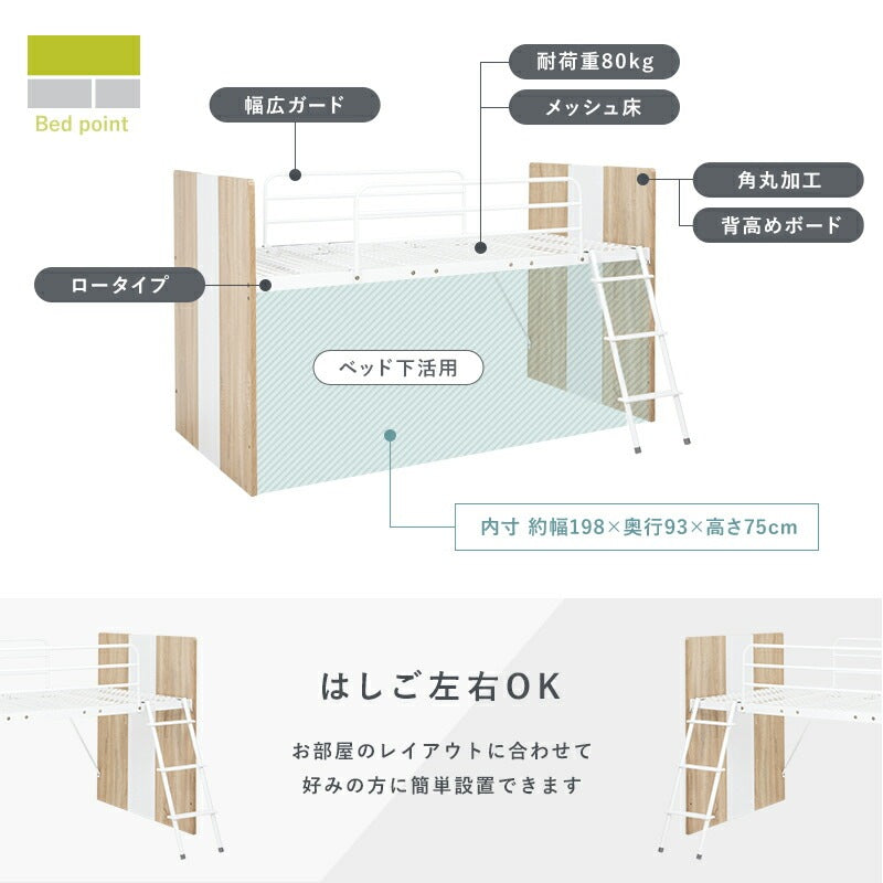 システムベッド （ベッド + デスク + ワゴン） ロフトベッド 学習デスク 引き出し シェルフ