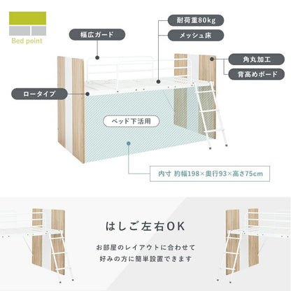 システムベッド （ベッド + デスク + ワゴン） ロフトベッド 学習デスク 引き出し シェルフ