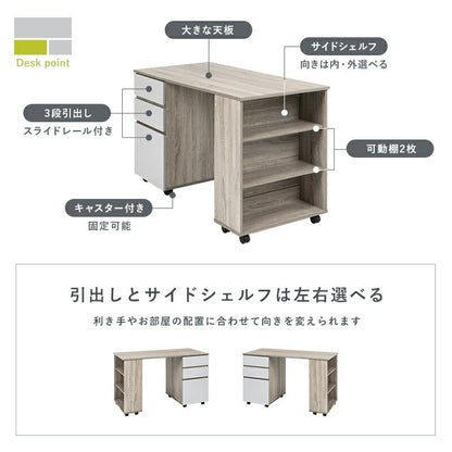 システムベッド （ベッド + デスク + ワゴン） ロフトベッド 学習デスク 引き出し シェルフ
