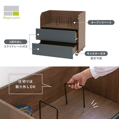 システムベッド （ベッド + デスク + ワゴン） ロフトベッド 学習デスク 引き出し シェルフ