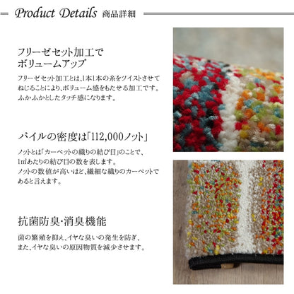 玄関マット 60x90cm 高密度ウィルトン織 カラフル 抗菌防臭