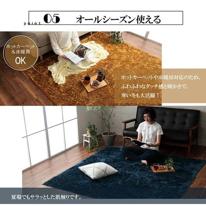 シャギーラグ 200x250cm マイクロファイバー 滑り止め 洗濯機洗い可 オールシーズン