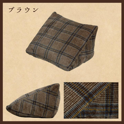 背もたれクッション 三角クッション 50x40x30cm チェック 背当て 肘置き 寄りかかり