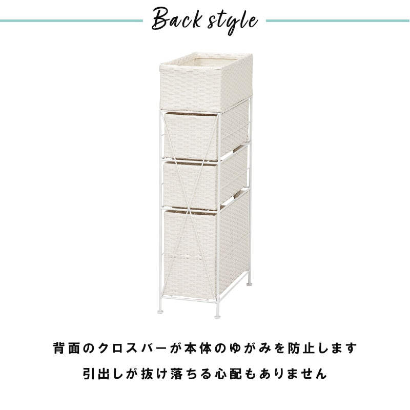 すきまランドリーラック 幅20.5cm 隙間収納 スリム 小物入れ 引出し3杯