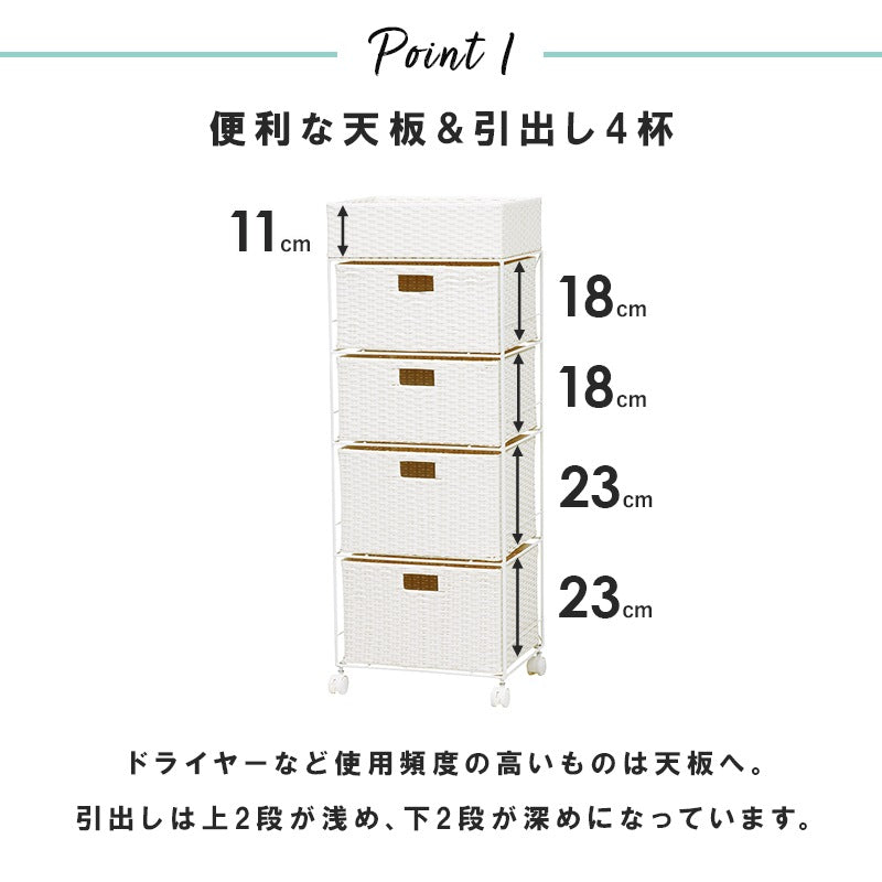 ランドリーラック 幅40.5cm 隙間収納 スタンダード 小物入れ 引出し4杯