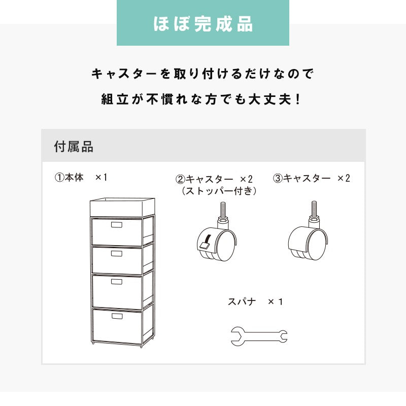 ランドリーラック 幅40.5cm 隙間収納 スタンダード 小物入れ 引出し4杯