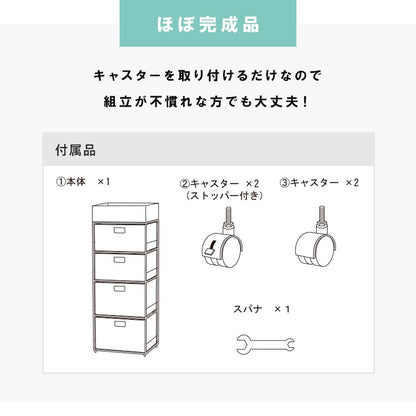 ランドリーラック 幅40.5cm 隙間収納 スタンダード 小物入れ 引出し4杯