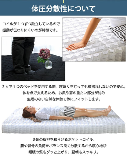 セミダブルベッド＋ブラックマットレスセット 高反発 3Dメッシュ USB/コンセント付き Duranta 北欧テイスト
