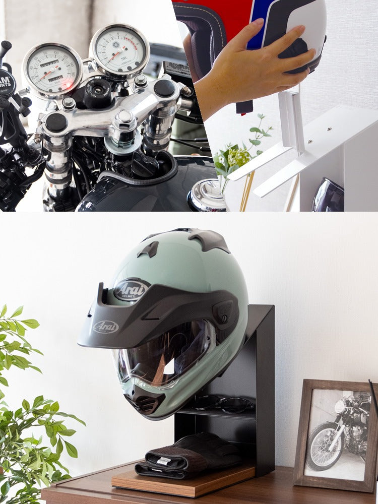 卓上ヘルメットスタンド 幅20cm 高さ35cm ディスプレイ 収納スペース コレクションラック