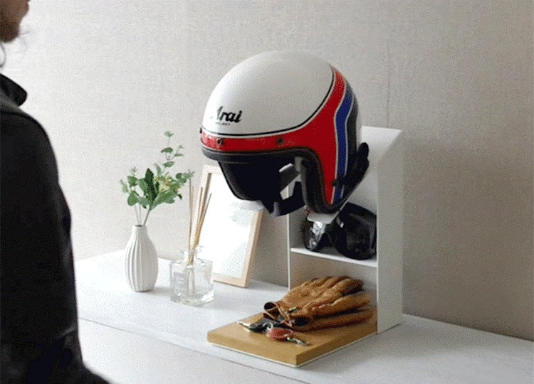 卓上ヘルメットスタンド 幅20cm 高さ35cm ディスプレイ 収納スペース コレクションラック