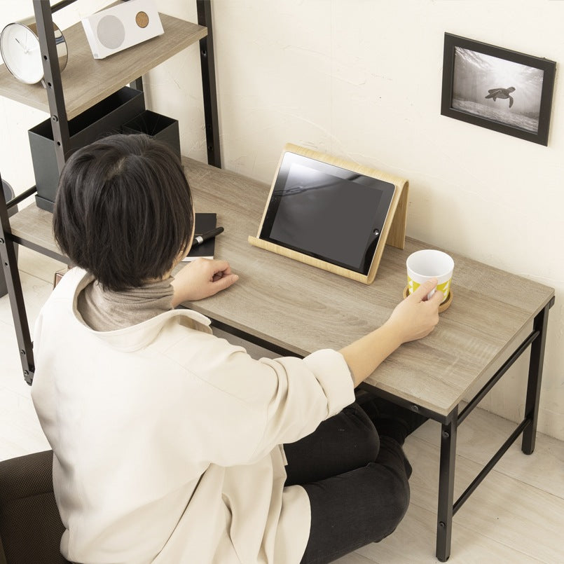 4WAYデスク 幅100cm ラック付き PCデスク 木製 テーブル テレワーク 在宅勤務 学習机 北欧風