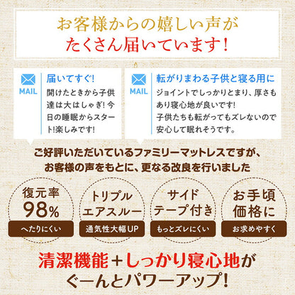 ファミリーマットレス 敷布団 ワイドキング200サイズ（シングル+シングル） 厚さ6cmタイプ 分割可能 大型マット