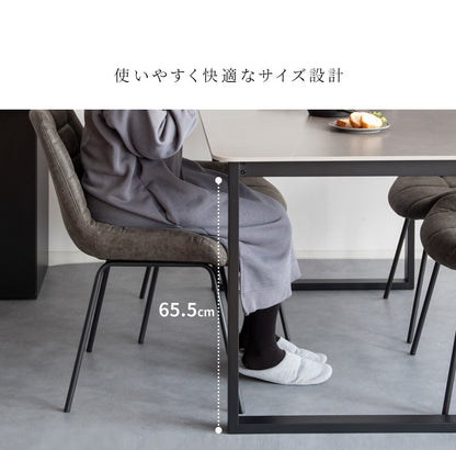 大理石柄 セラミック素材 ダイニングテーブル 130x80cm 鏡面テーブル単品 スチールフレーム 重厚感 スタイリッシュ