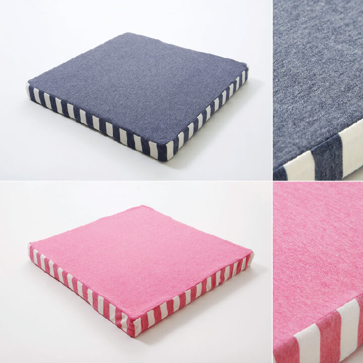 低反発クッション 40x40cm 正方形 ニット素材 もっちり 無地xボーダー