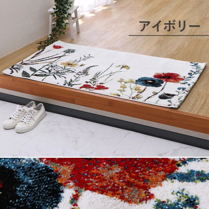 玄関マット 60x90cm エントランスマット 花柄 トルコ製 ウィルトン織