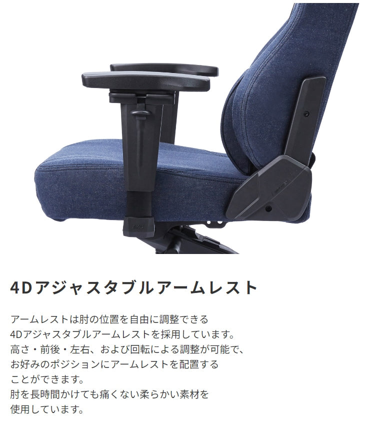 ゲーミングチェア AKRacing プレミアム最上位モデル 岡山県産デニム 180度リクライニング 耐荷重約150kg