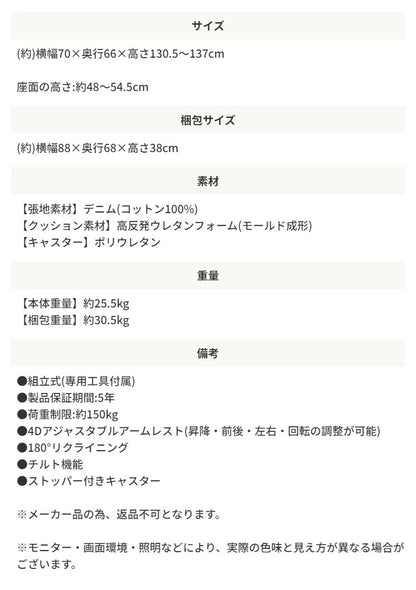 ゲーミングチェア AKRacing プレミアム最上位モデル 岡山県産デニム 180度リクライニング 耐荷重約150kg