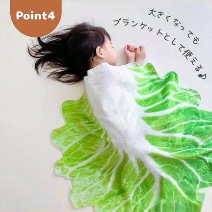 おくるみ ベビー 白菜 フランネル素材 85x85cm ブランケット 帽子付き 秋冬
