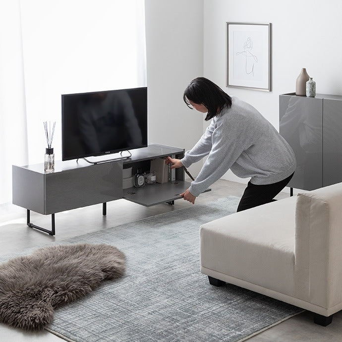 鏡面2wayテレビボード 幅120cm シンプルモダン 収納 ローボード 光沢 フラットデザイン