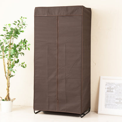 カバー付き ハンガーラック 幅77cm ワードローブ 棚