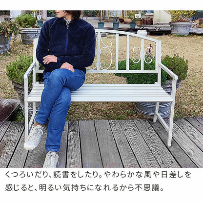 屋外用ベンチ 幅122cm アンティーク調 アイアン 屋内にも
