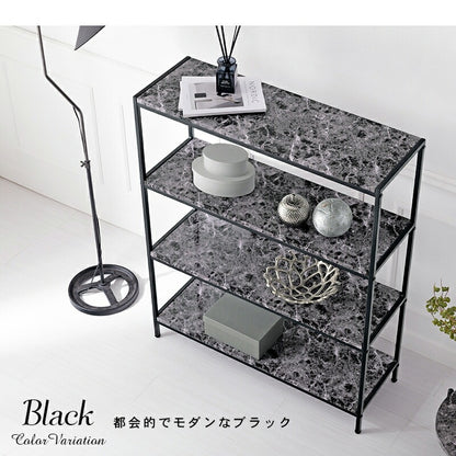棚 オープンシェルフ 幅90cm 大理石調 スチール 耐水