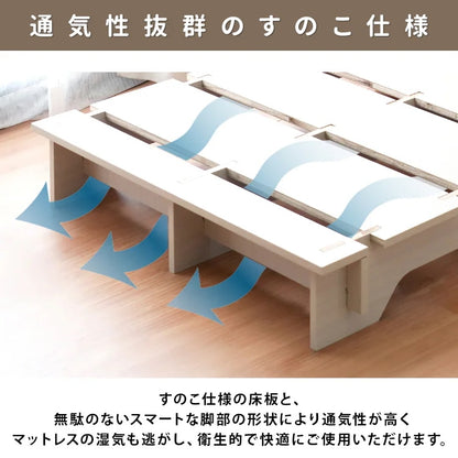 セミダブルベッド 高耐久 かんたん組立 ベッドフレーム単品 コンセント付き ヘッドボード 組立が苦手でも楽々 ローベッド