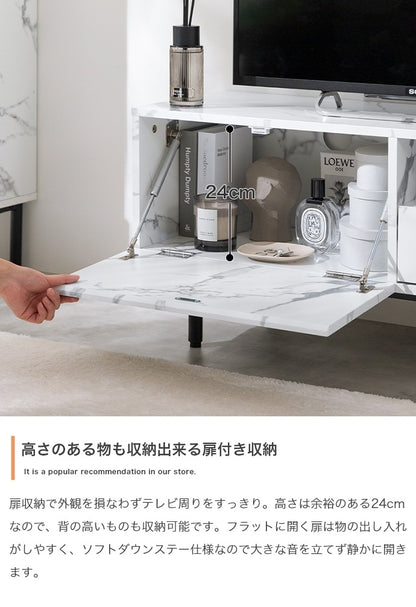 大理石柄 テレビボード 幅100cm ローボード 高級感 ノイズレス フラット