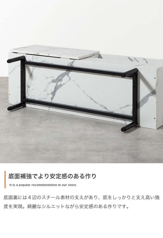 大理石柄 テレビボード 幅100cm ローボード 高級感 ノイズレス フラット