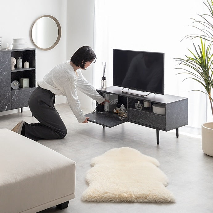 大理石柄 テレビボード 幅100cm ローボード 高級感 ノイズレス フラット